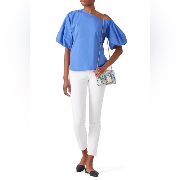 Amanda Uprichard | Dusk Mra Top Off the Shoulder Puff Sleeves Blue M - Picture 15 of 15
